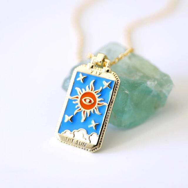 Olivenorma Retro Tarot Card Element Oil Drop Necklace