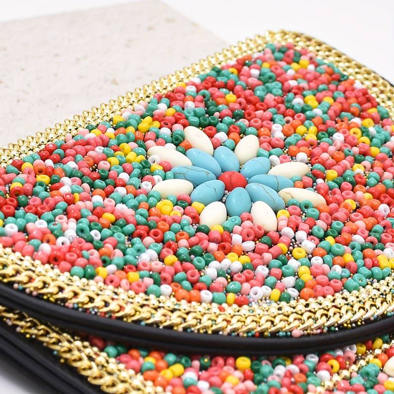 Olivenorma Ethnic Style Beaded Crossbody Mobile Phone Bag