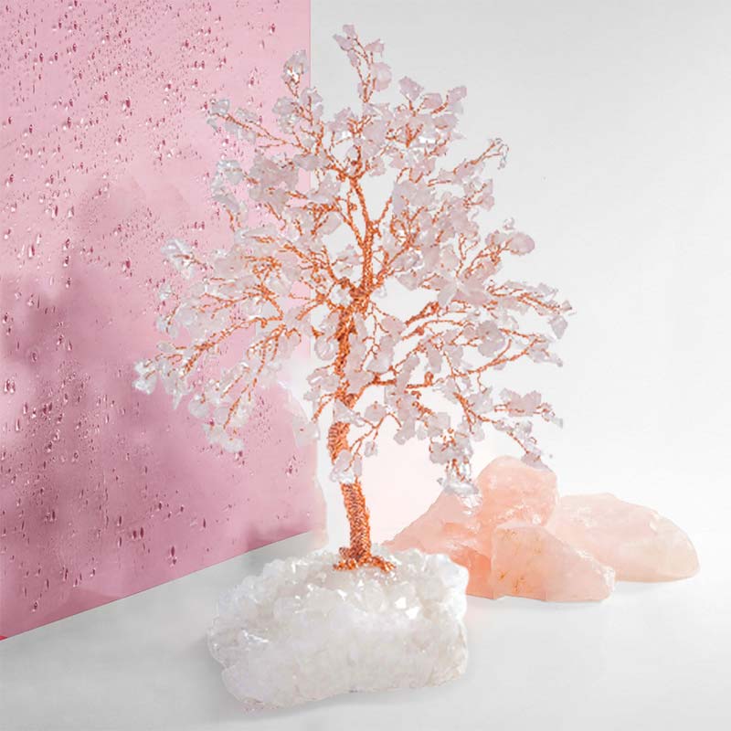 Olivenorma You Are Loved - Rose Quartz Stone Feng Shui Tree