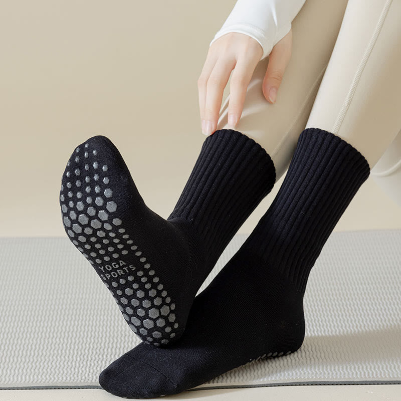 Olivenorma Non Slip Solid Striped Textured Crew Sock Yoga Socks