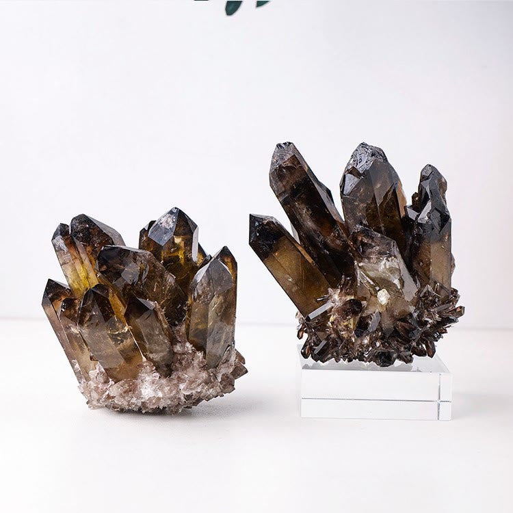 Olivenorma Natural Smoky Quartz Cluster Gemstone Decoration