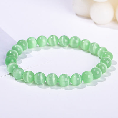 Olivenorma 6-10mm Colorful Cat's Eye Stone Beaded Bracelet