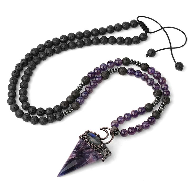 Olivenorma Natural Stone Prismatic Meditation Beaded Necklace