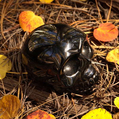 Olivenorma Obsidian Crystal Skull Decoration