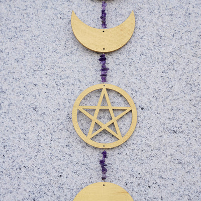 Olivenorma Amethyst Gravel Pentagram Moon Phase Wall Decor