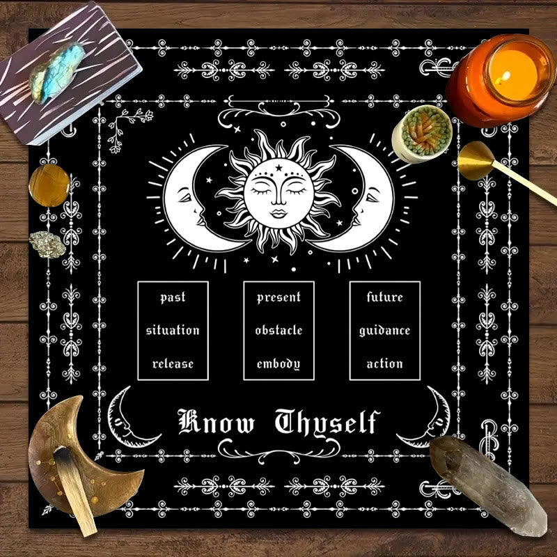 Olivenorma Know Thyself Moon & Sun Tarot Tablecloth