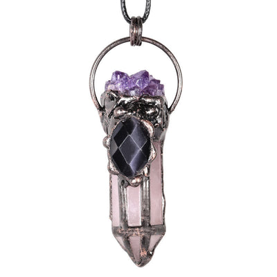 Olivenorma Creative Natural Amethyst Rose Quartz Necklace