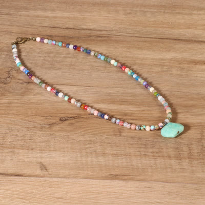 Olivenorma Geometric Amazonite Pendant Choker Mala Jewelry Necklace