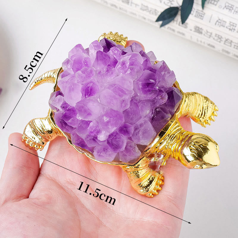 Olivenorma Natural Crystal Cluster Turtle Ornament Lamp Gemstone Decoration