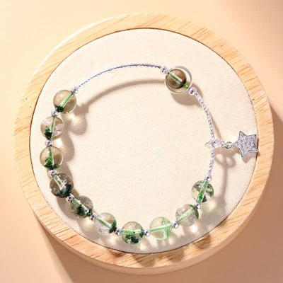 Olivenorma Green Phantom Quartz Beaded Star Pendant Bracelet