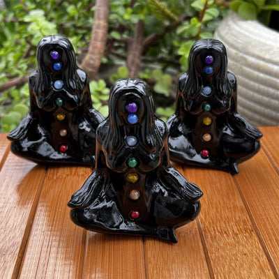 Olivenorma Obsidian Chakra Yoga Goddess Pagan Gemstone Decoration