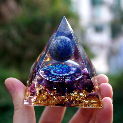 Olivenorma Celestial Gateway-Amethyst & Lapis Lazuli Sphere Orgone Pyramid - image 2