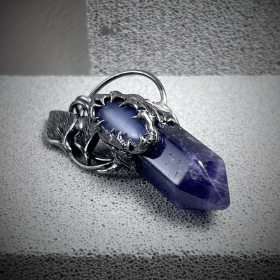 Olivenorma Halloween Ghost Scratch Crystal Stone Pendant Gemstone Necklace