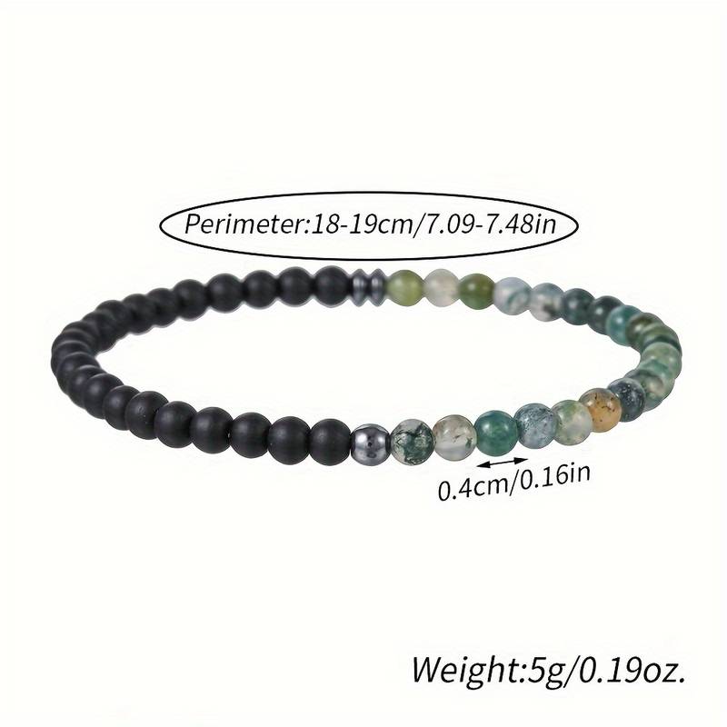 Olivenorma 4mm Black Agate Volcanic Rock Men Bracelet