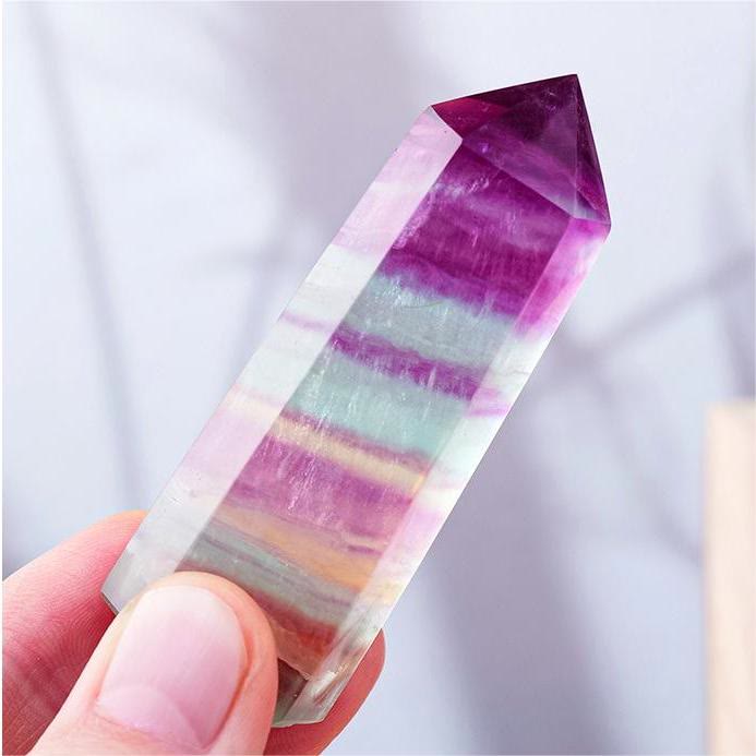 Olivenorma Natural Rainbow Fluorite Hexagonal Pillars Crystal Wands