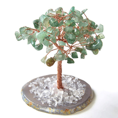 Olivenorma Aventurine Natural Gemstone Feng Shui Tree with Agate Base