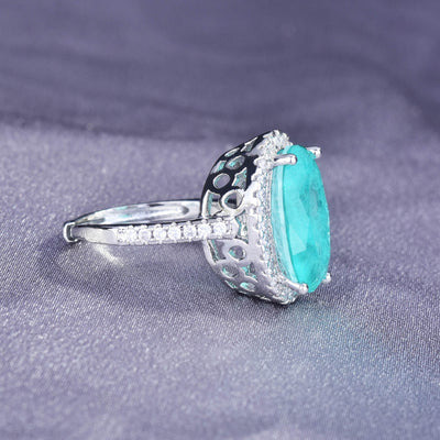 Olivenorma Large Oval Paraiba Tourmaline Adjustable Engagement Ring