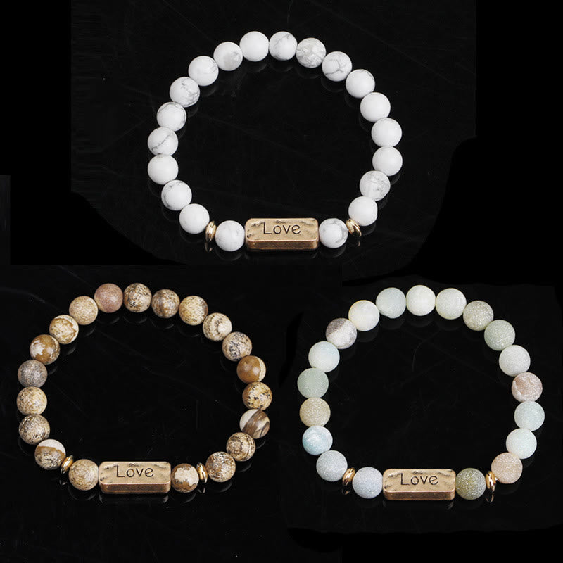 Olivenorma Natural Gemstone Love Powerful Engraving Bracelet