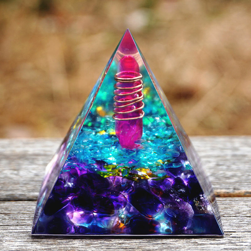 Olivenorma Amethyst Aquamarine Orgone Pyramid