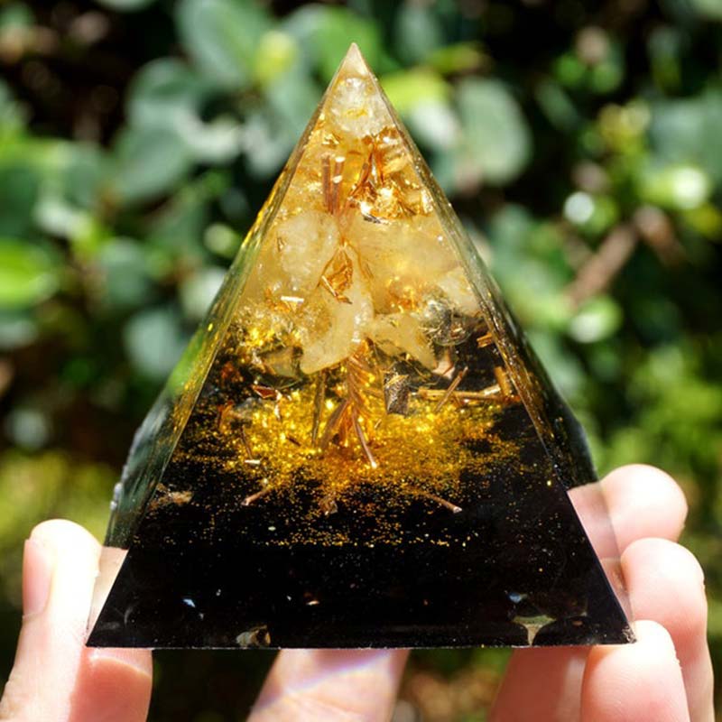 Olivenorma Golden Clarity-Citrine & Obsidian Tree of Life Pyramid - image 2