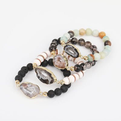 Olivenorma Natural Lava Stone Agate Beads Geode Bracelet