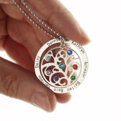 Olivenorma Tree of Life Birthstone Name Engraving Necklace