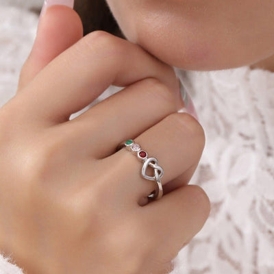 Olivenorma Personalized Ties The Heart Engraved Birthstone Ring