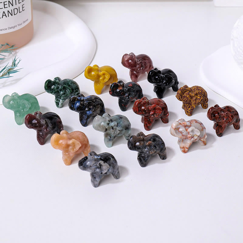 Olivenorma Natural Crystal Elephant Carving Ornament Gemstone Decoration - image 0