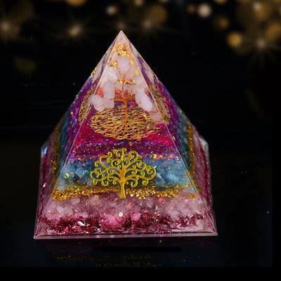 Olivenorma 10cm Natural Crystal Tree Of Life Orgone Pyramid