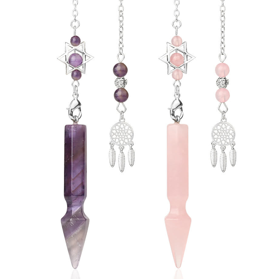 Olivenorma Natural Crystal Metatron Lotus Pendulum