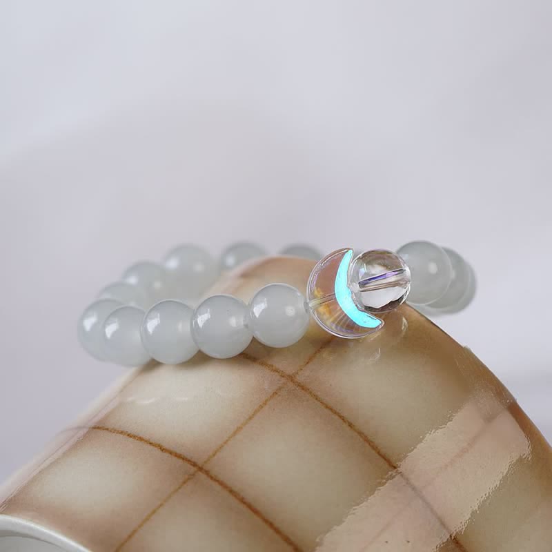 Olivenorma Clear Crystal Rose Quartz Sun Moon Beaded Bracelet