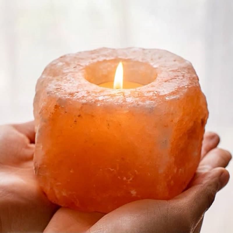 Olivenorma Romantic Hand Carved Candle Holder Himalayan Pink Salt Lamp