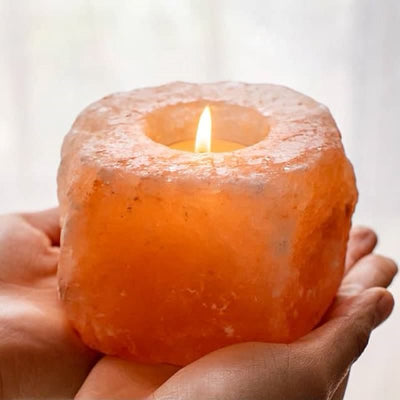 Olivenorma Romantic Hand Carved Candle Holder Himalayan Pink Salt Lamp