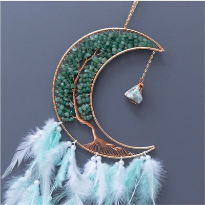 Olivenorma Natural Gravel Woven Tree of Life Moon Dream Catcher