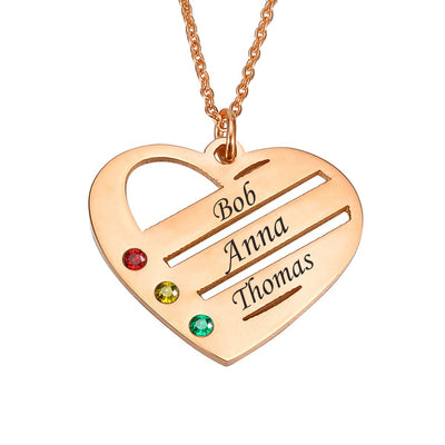 Olivenorma Heart Cutout Diamond Birthstone Name Pendant Necklace