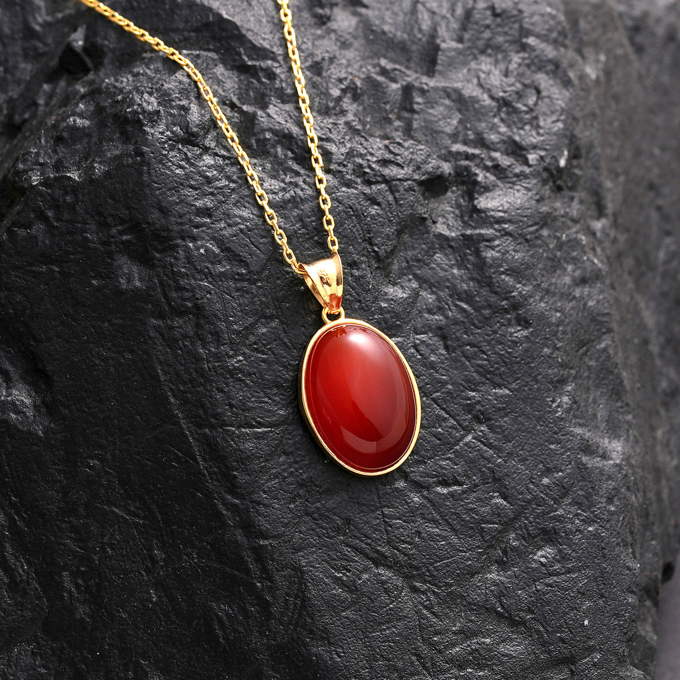 Olivenorma Red Agate S925 Sterling Silver Gold Plated Necklace