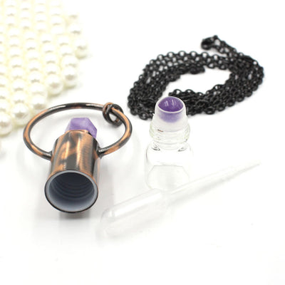 Olivenorma Natural Crystal Prismatic Bullet Perfume Bottle Pendant