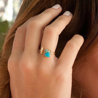 Olivenorma Adjustable Beohemian Turquoise Ring