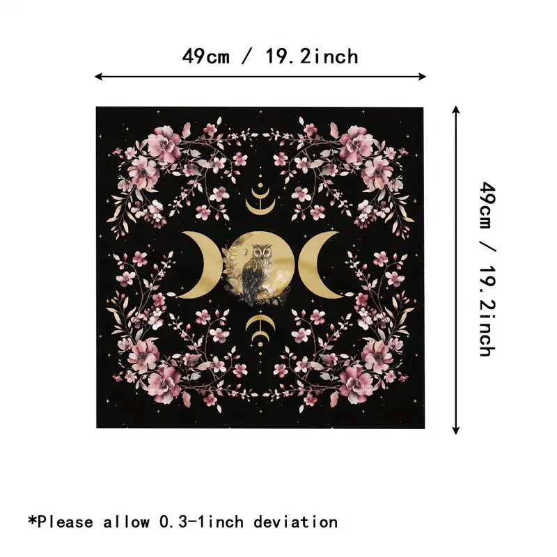 Olivenorma Owl & Moon Phase Witch Tarot Tablecloth