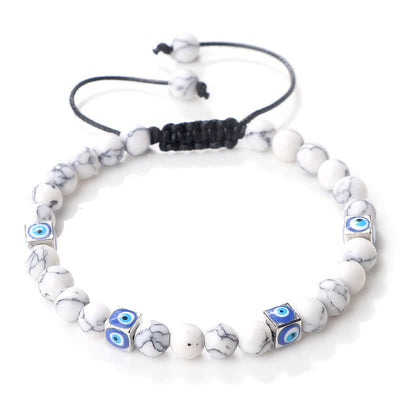 Olivenorma Natural Crystal Beaded Evil Eye Braided Bracelet