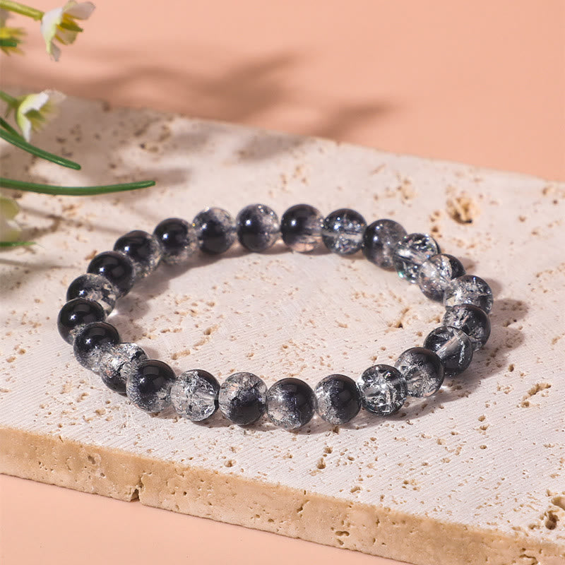 Olivenorma Transparent Black Contrast Beaded Mens Bracelet