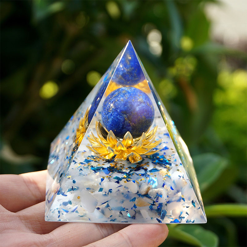 Olivenorma The Calm Power Lapis Lazuli & Blue Chalcedony Orgone Pyramid