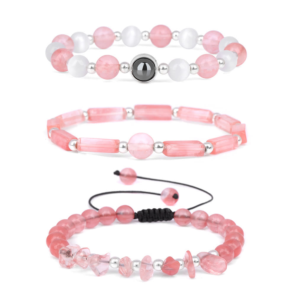 Olivenorma "Healing Wishes" Natural Crystal 3 Pieces Set Bracelet