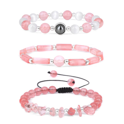 Olivenorma "Healing Wishes" Natural Crystal 3 Pieces Set Bracelet