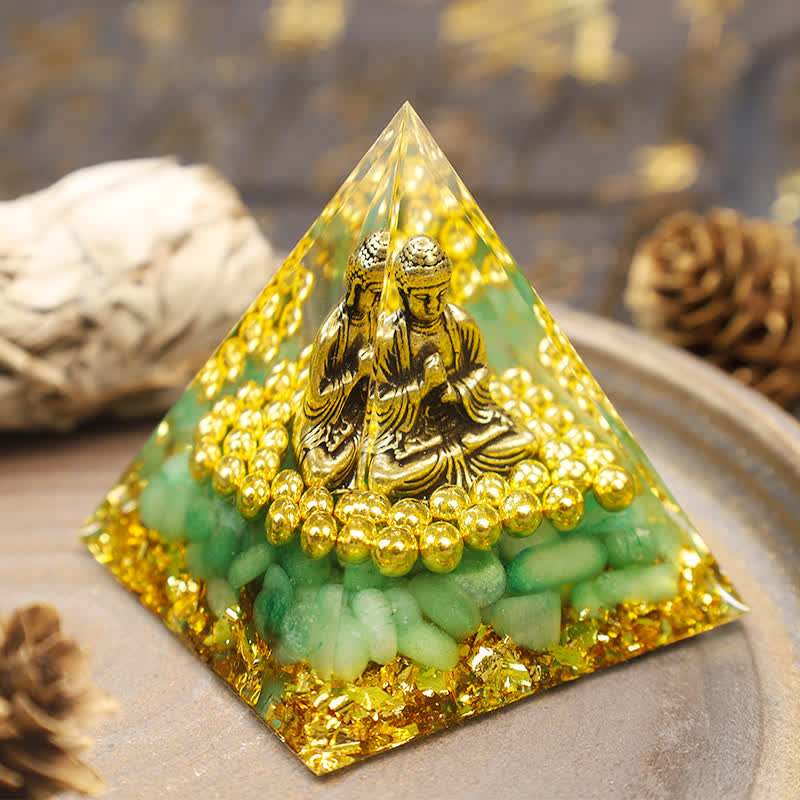 Olivenorma Green Aventurine With Buddha Orgone Pyramid