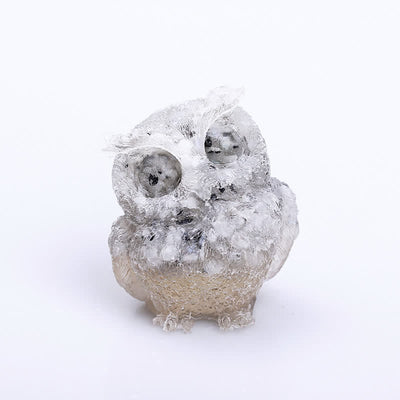 Olivenorma Natural Crystal Resin Owl Gemstone Decoration