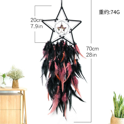 Olivenorma Tourmaline Black Pink Feather Dream Catcher