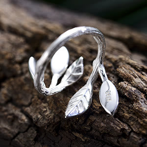 Olivenorma S925 Silver Marquise Shape Open Leaf Ring