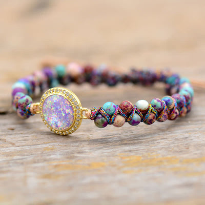 Olivenorma Opal Double Layer Purple Emperor Stone Braided Bracelet