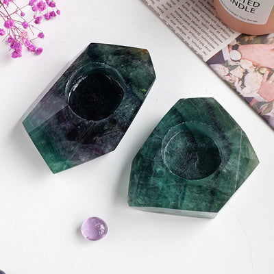 Olivenorma Green Fluorite Polish Candle Holder Natural Stone